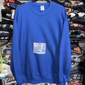Vintage 80s NWT Jerzees Blue Crewneck Size Large
